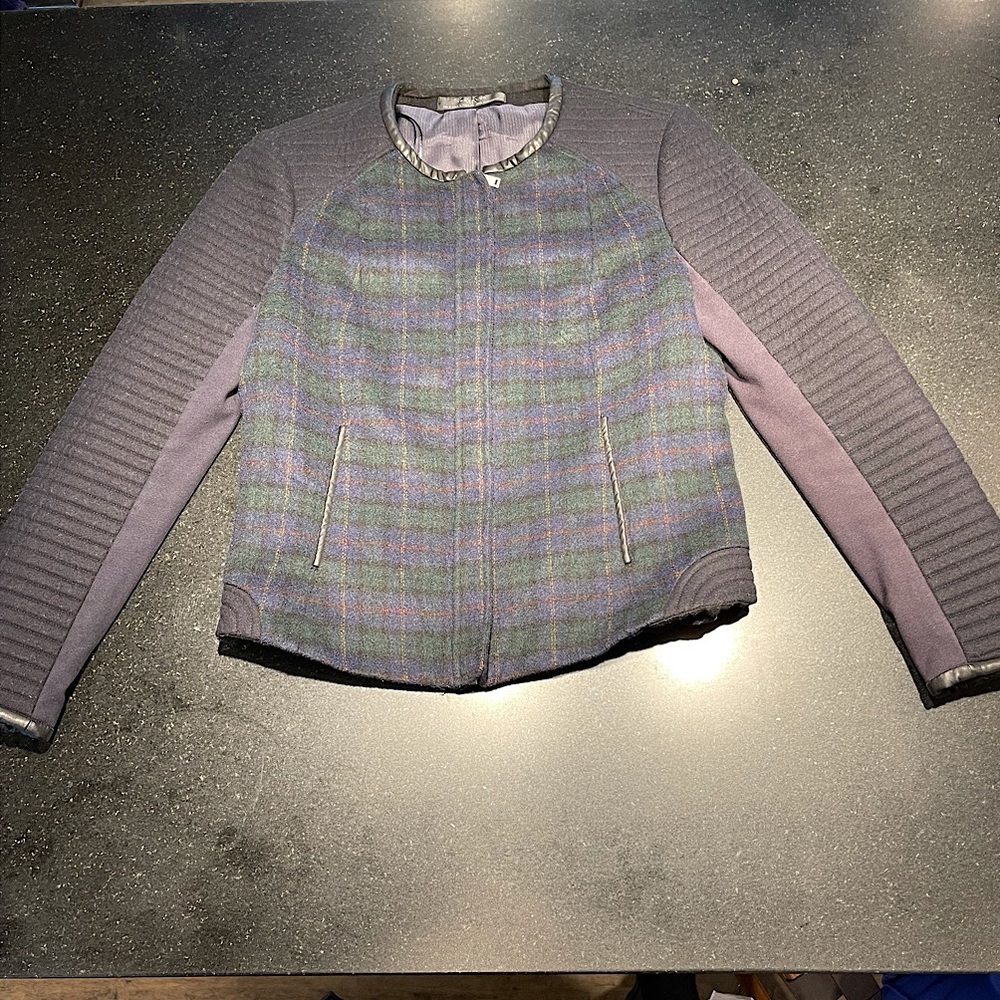 Zara Trafaluc Plaid Wool Moto Jacket